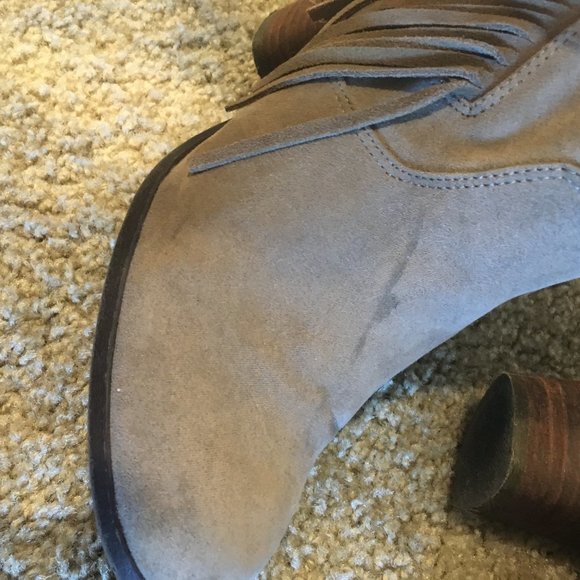 Taupe Fringe Almond Toe Madden Girl Booties - Picture 7 of 8